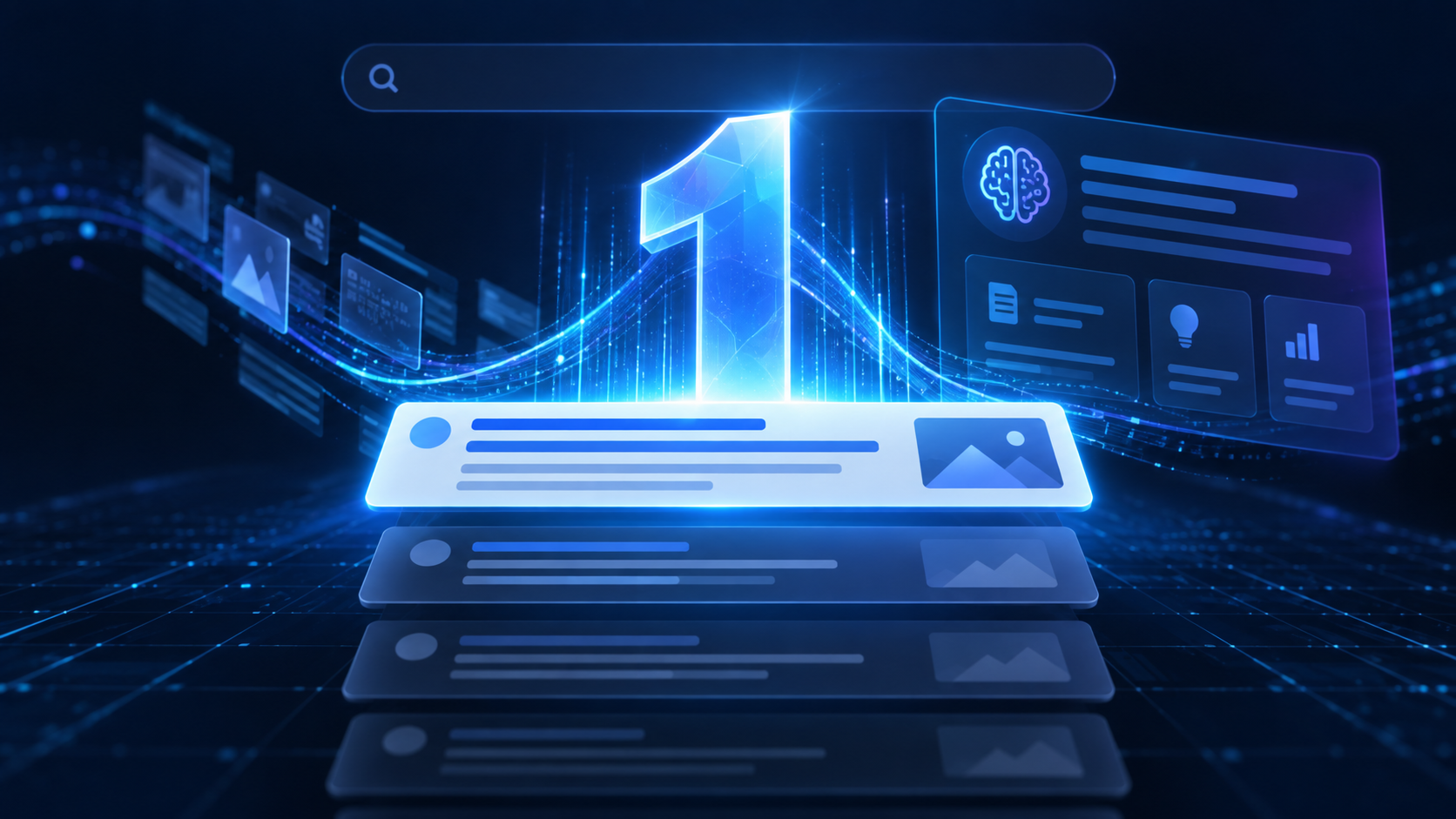 Number one search ranking represented above digital search results