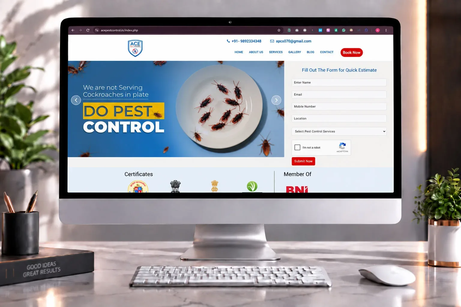 Ace Pest Control website preview